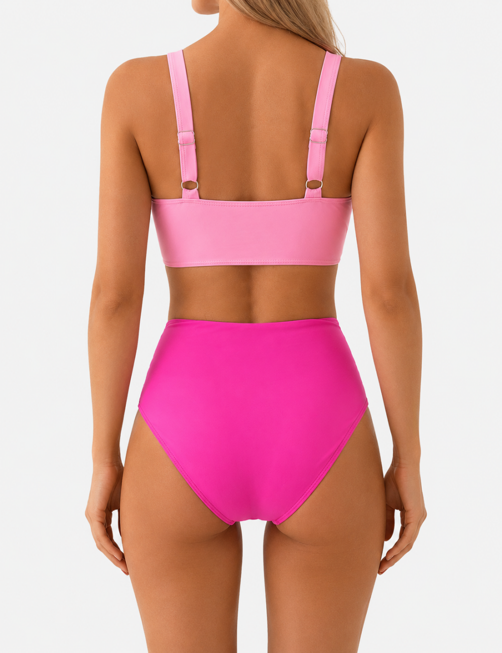 Ladies Twist-Front V-Neck High-Waisted Bikini Set