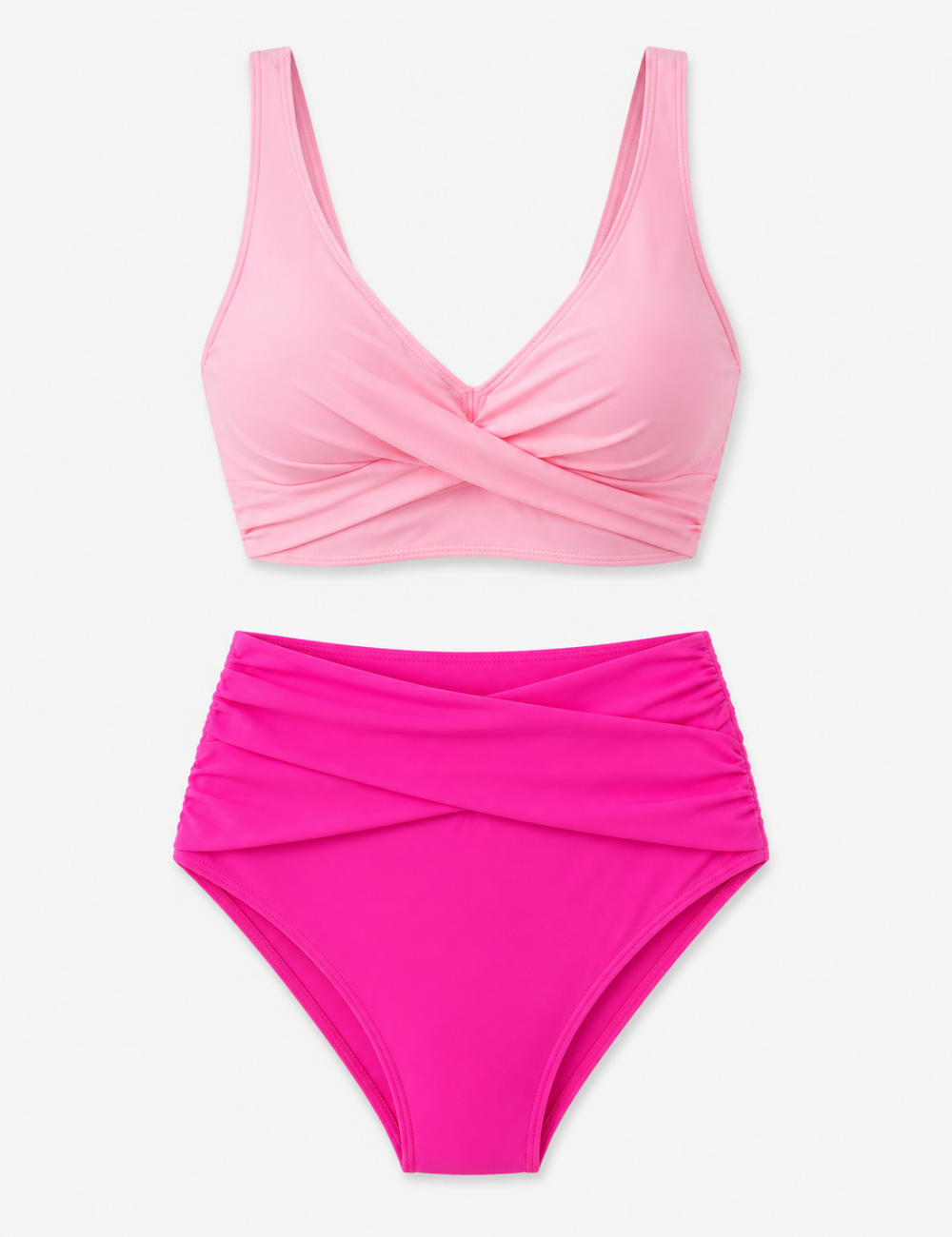 Ladies Twist-Front V-Neck High-Waisted Bikini Set