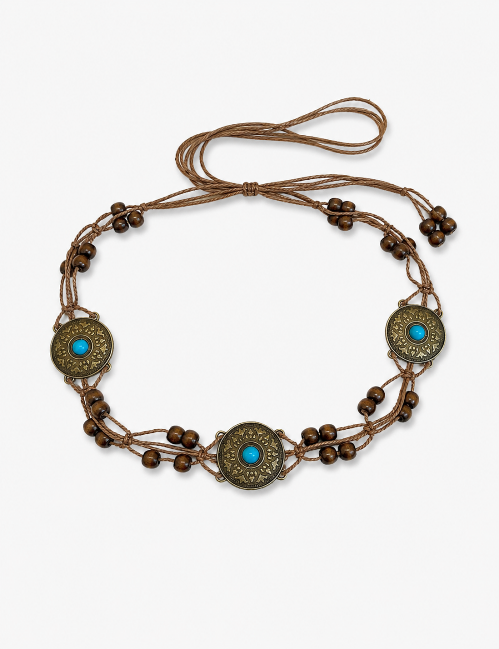 Ladies Boho Wax Rope Beaded Waist Belt