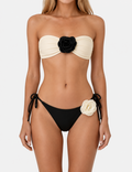 Ladies Front 3D Flower Accents Bikini Set with Salong