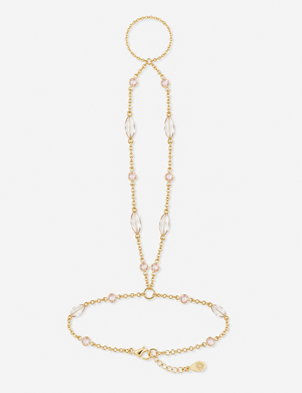 Ladies Minimalist Simple Style Thin Chain Hand Chain With Finger Ring