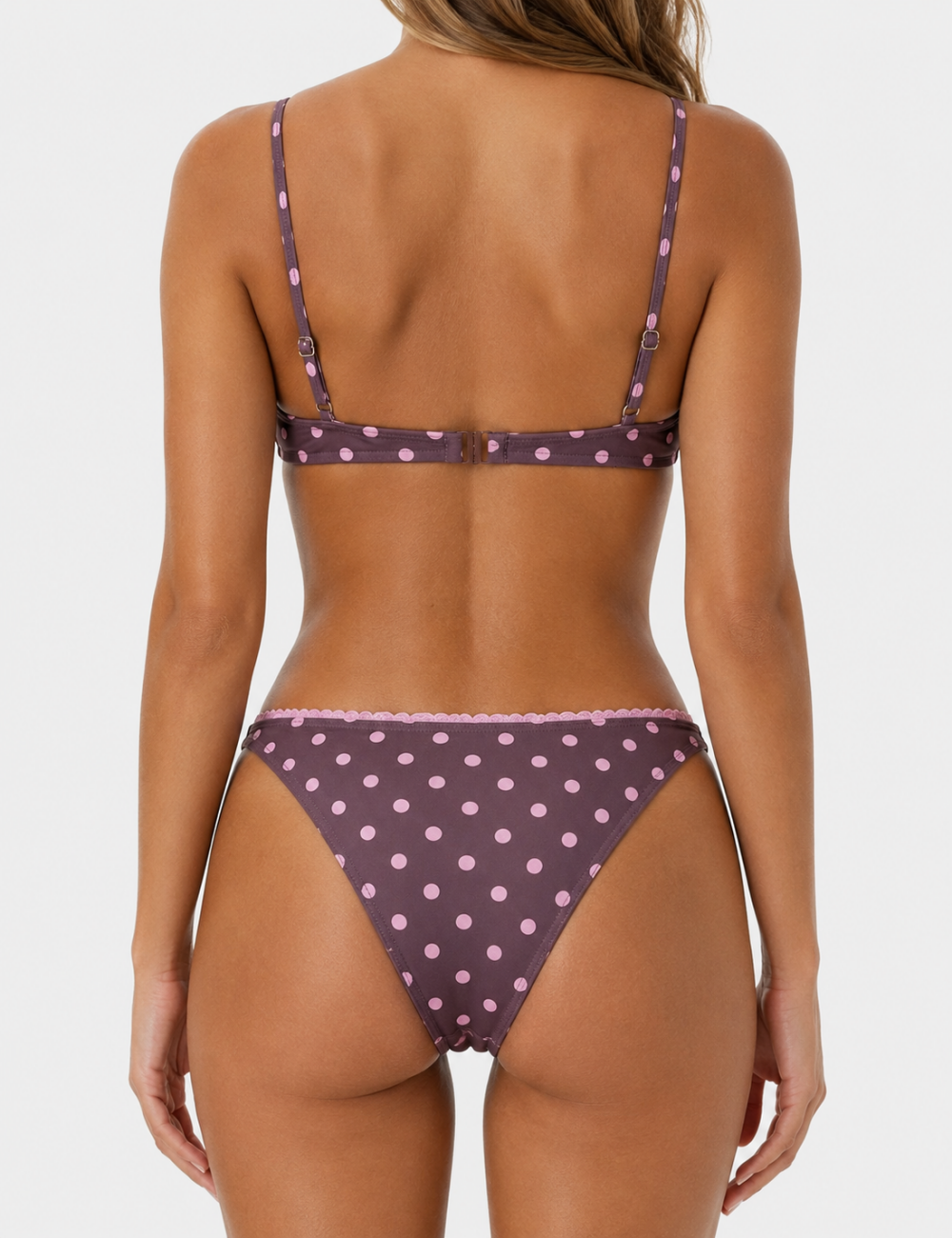 Ladies Polka Dot Removable Straps 2-Piece Bikini Set