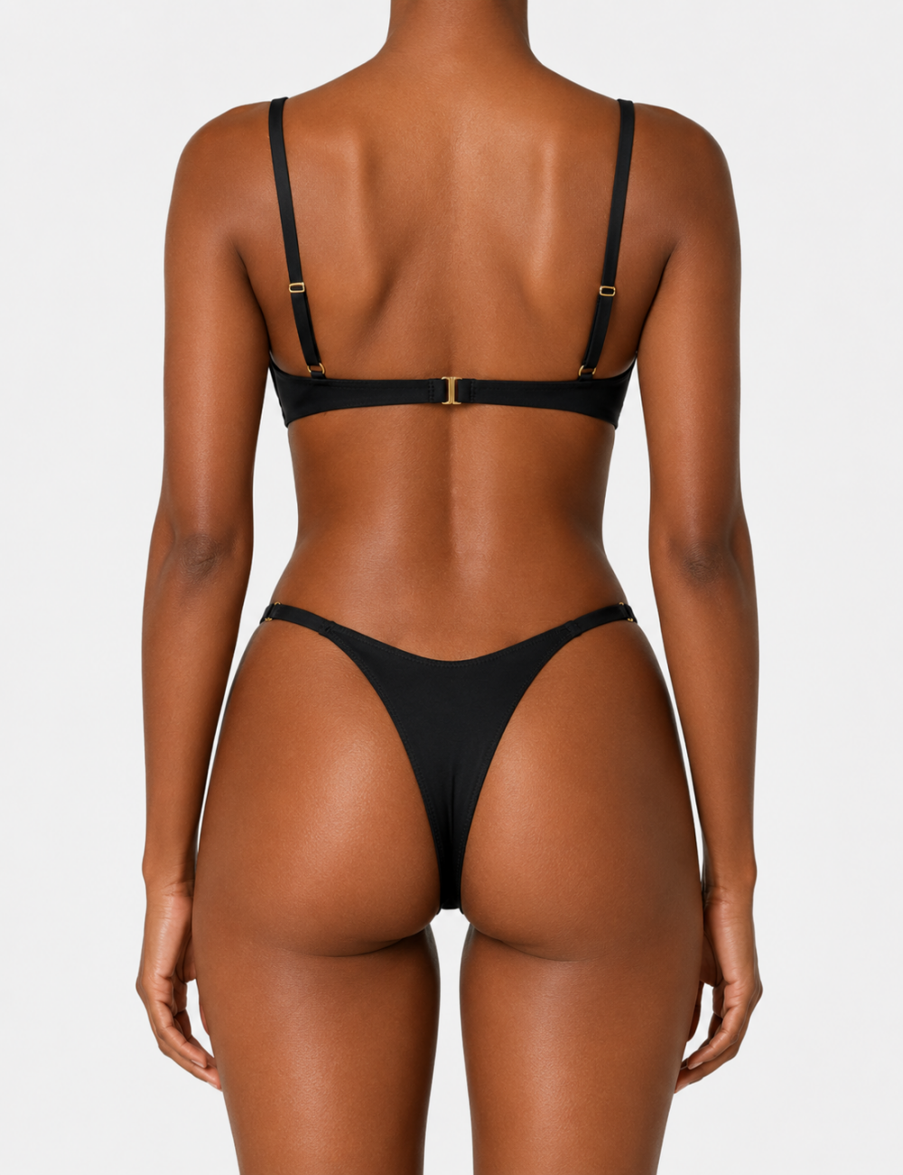 Ladies Gold Hardware Design Balconette U-Neck Bikini Set