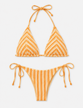 Ladies Striped Print Spaghetti Bralette Bikini Set