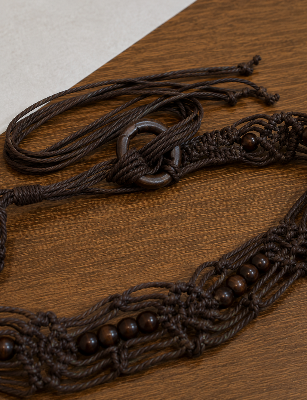 Ladies Boho Wax Rope Beaded Waist Belt