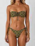 Ladies Geometric Print Bandeau 2 Piece Bikini Set
