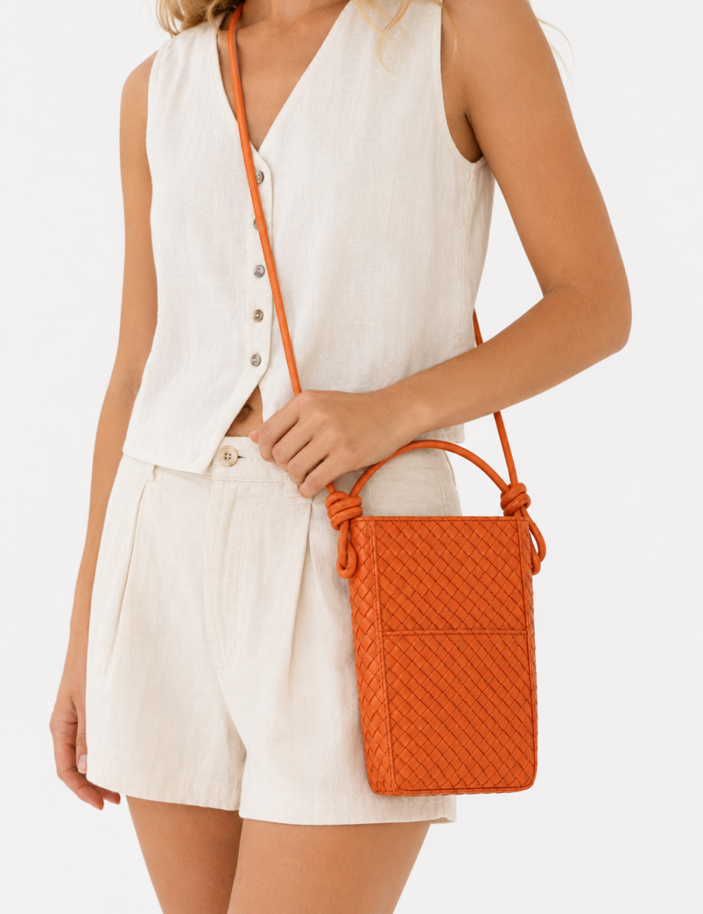 Ladies Chic Woven Texture Faux Leather Mini Crossbody Bag