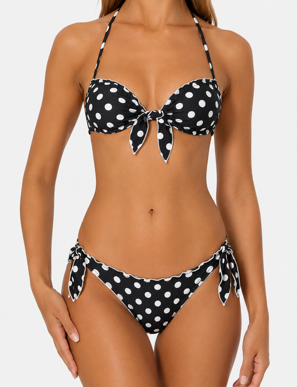 Ladies Polka Dot Halter Balconette 2 Piece Bikini Set