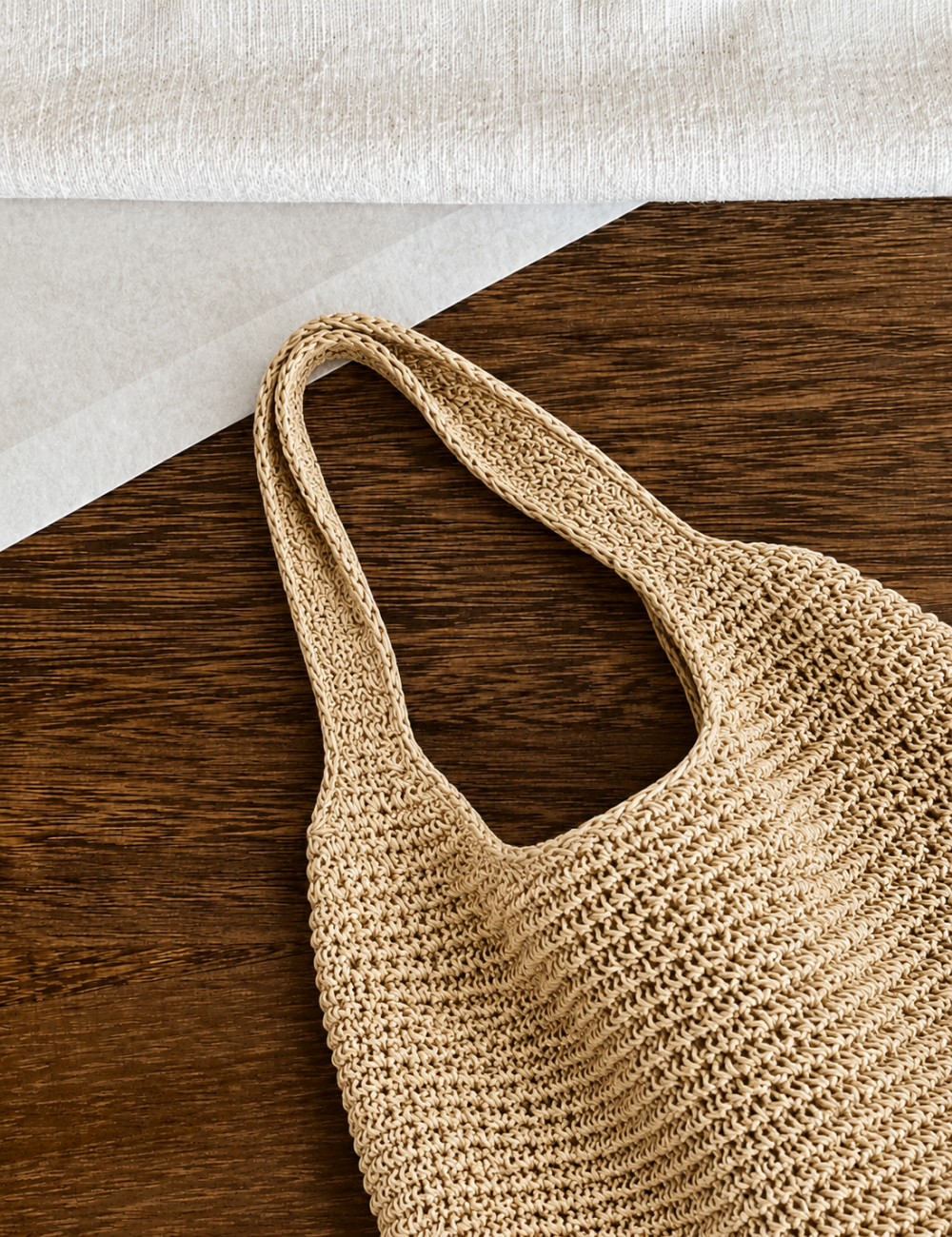 Ladies Single Shoulder Large Capacity Faux Straw Tote Bag