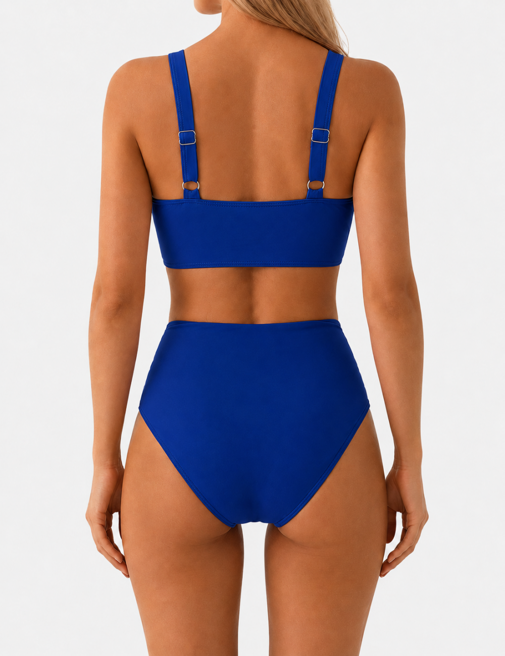 Ladies Twist-Front V-Neck High-Waisted Bikini Set