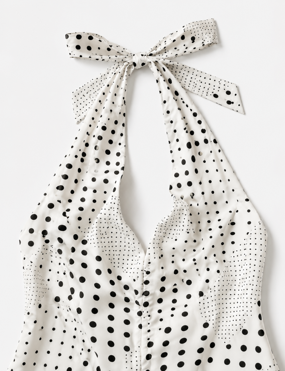 Ladies Chic Polka Dot Halter V-Neck Sleeveless Midi Dress