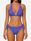 Ladies Floral Print Halter Triangle 2 Piece Bikini Set