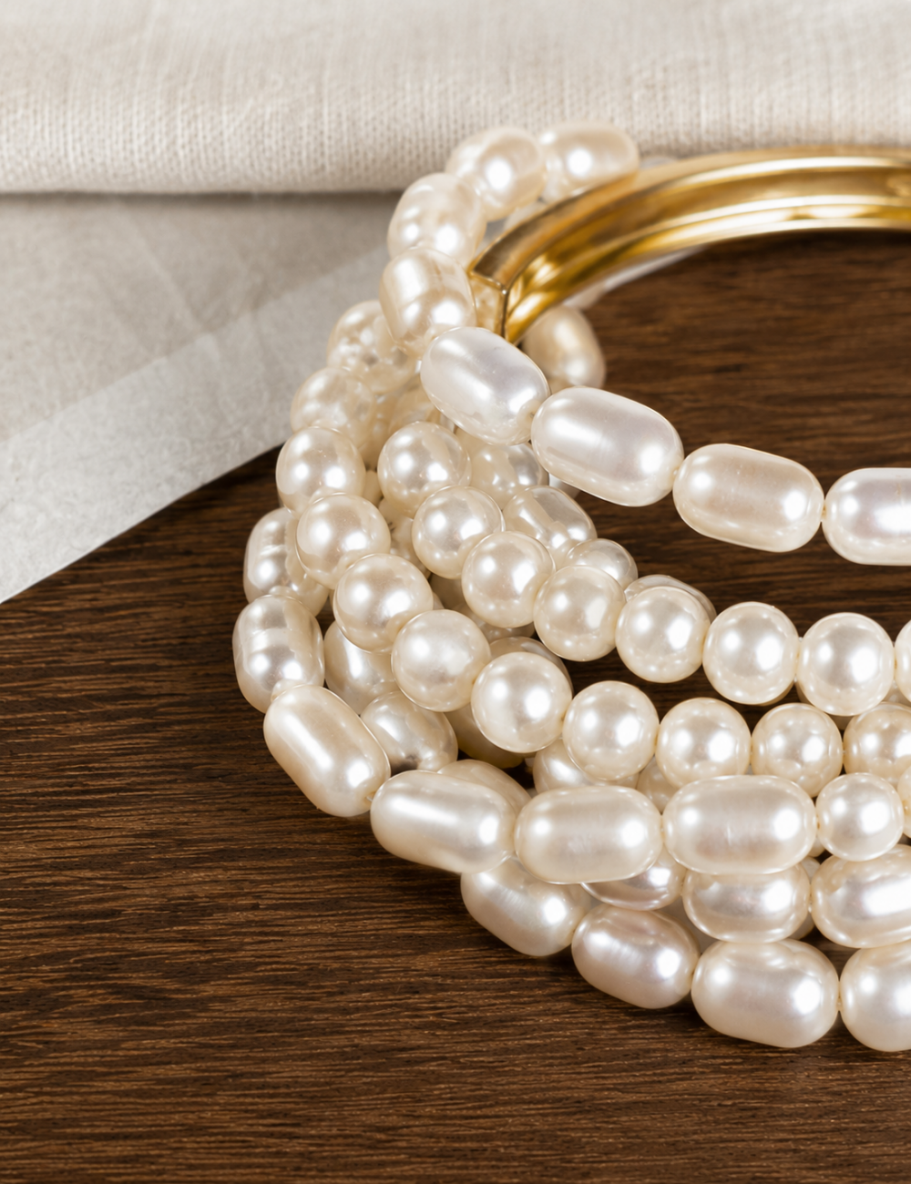 Ladies Boho Pearl Layered Woven Open Ring