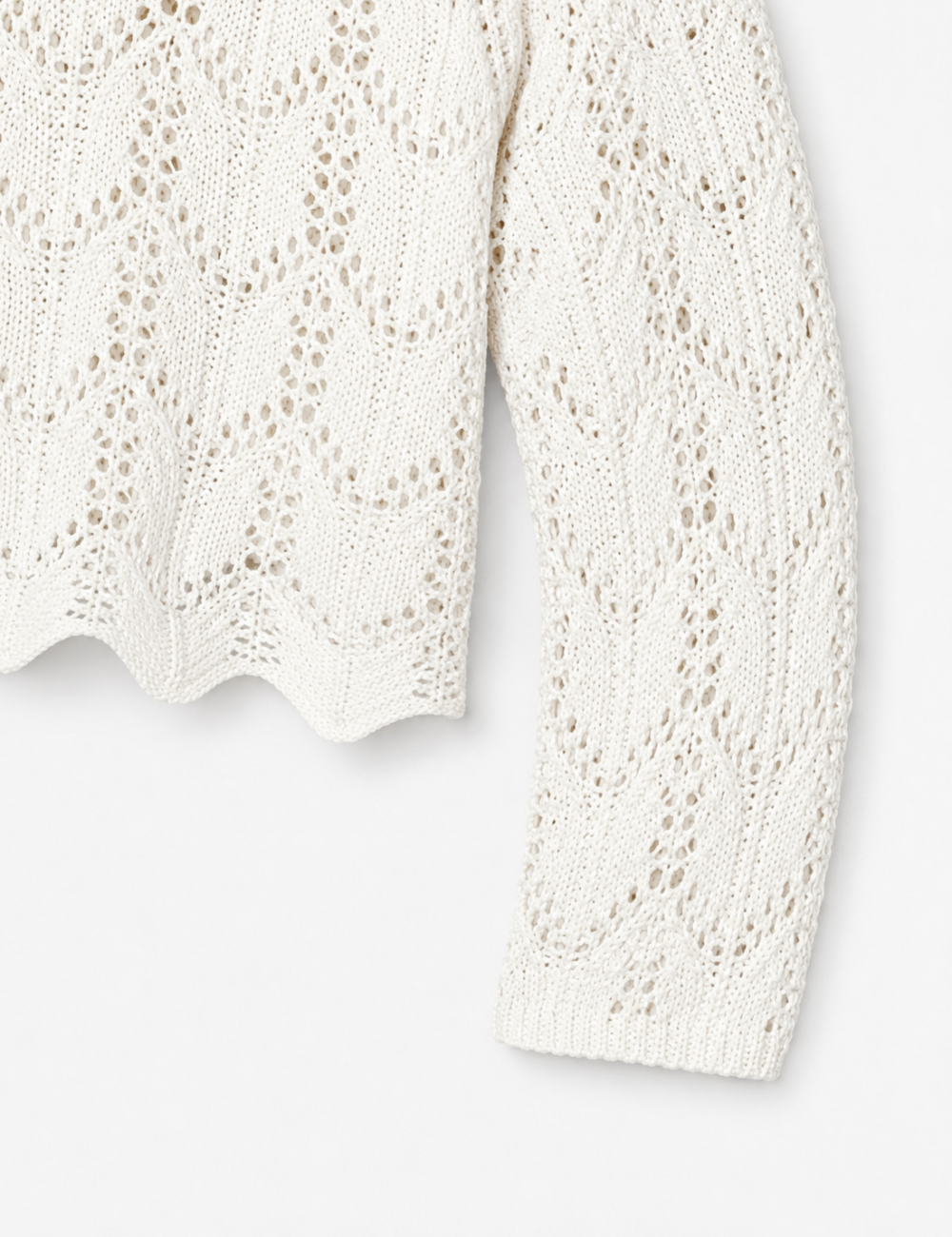 Ladies U-Neck Hollow Out Scallop Hem Crochet Cover Up