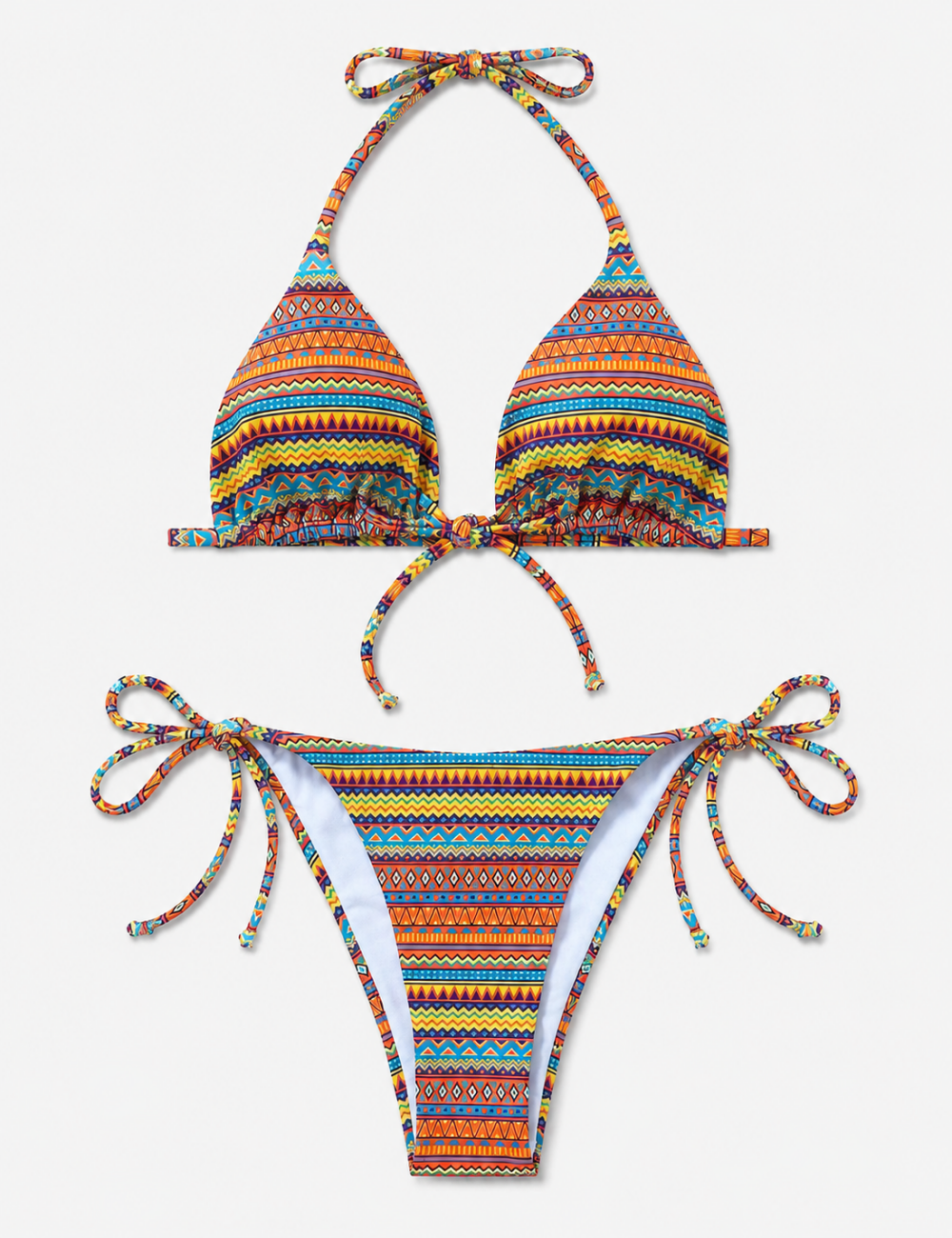 Ladies Tribal Print Halter Triangle 2 Piece Bikini Set