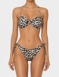 Ladies Leopard Print Halter Balconette Bikini Set