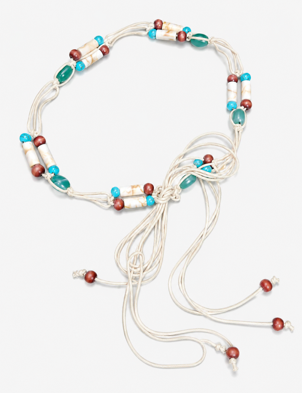 Ladies Boho Wax Rope Beaded Waist Belt