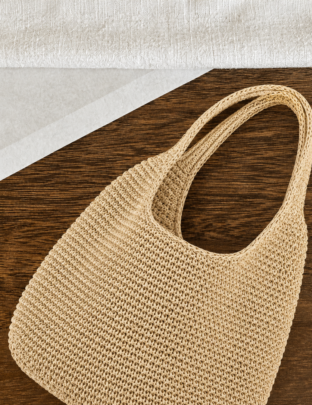 Ladies Single Shoulder Large Capacity Faux Straw Tote Bag