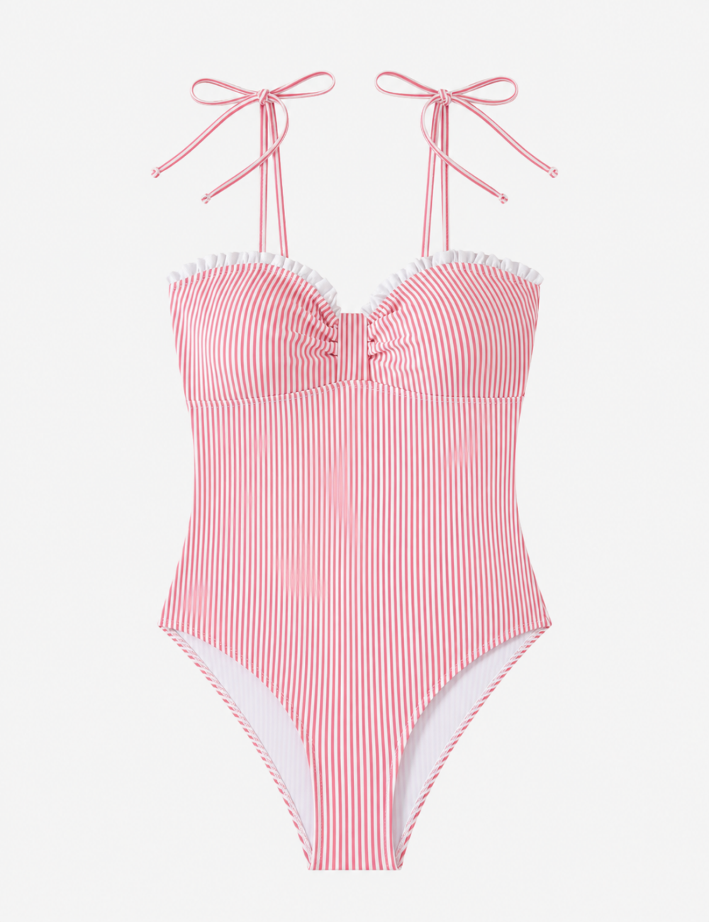 Ladies Stripe Front Bow Detail One Piece Swimsuit