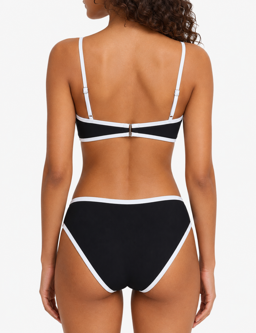 Ladies Simple Contrast Trim Balconette Bikini Set