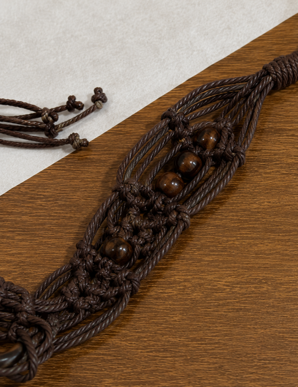 Ladies Boho Wax Rope Beaded Waist Belt