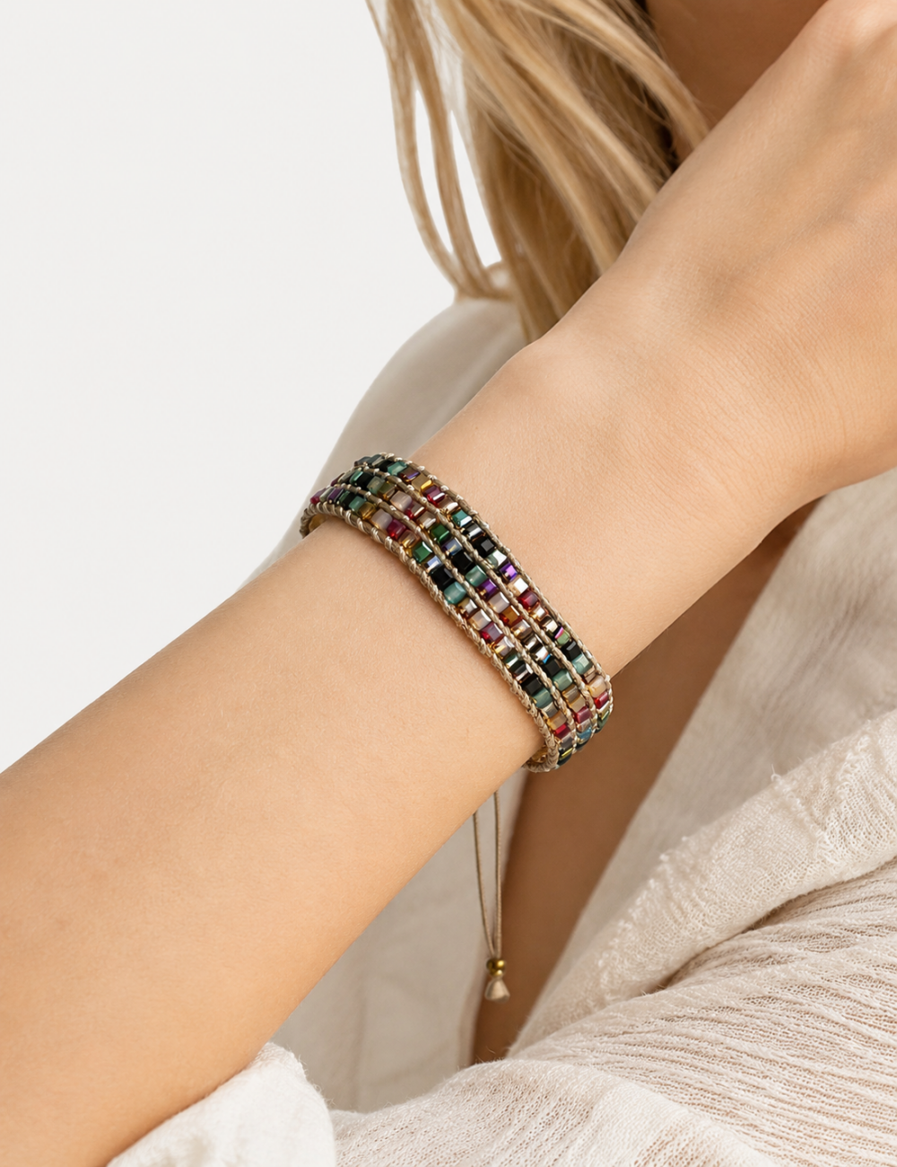 Ladies Multi-Color Mixed Small Bead Design Bead Bracelet