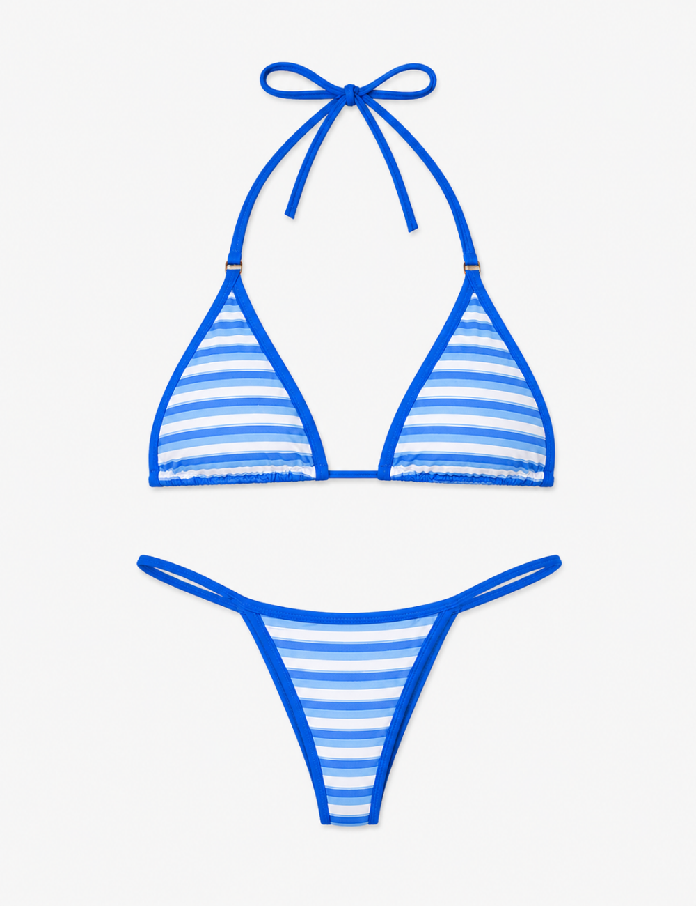 Ladies Striped Spaghetti Halter Triangle 2-Piece Bikini Set