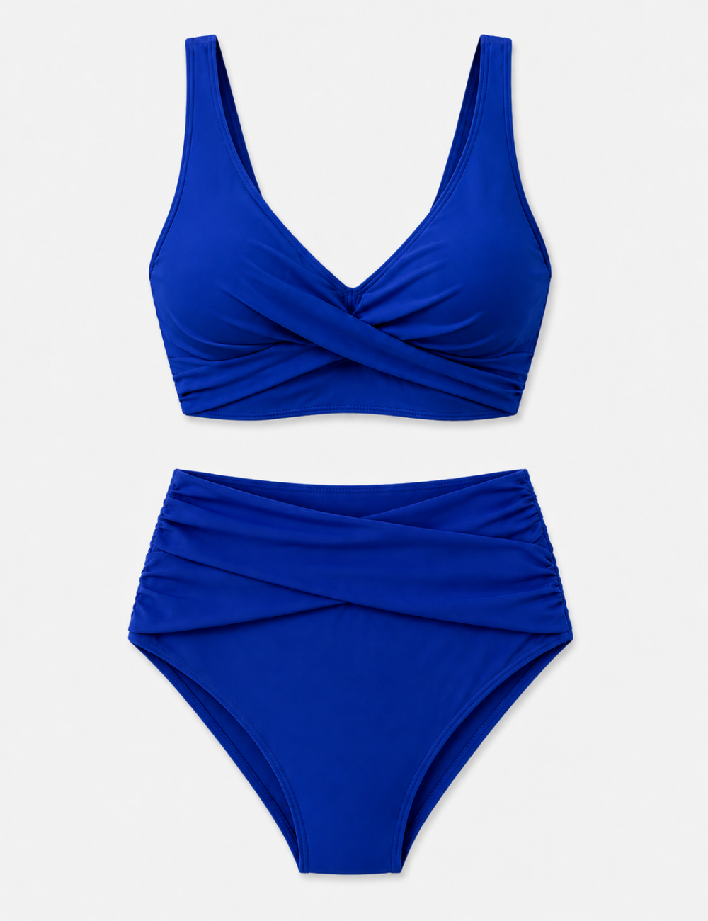 Ladies Twist-Front V-Neck High-Waisted Bikini Set