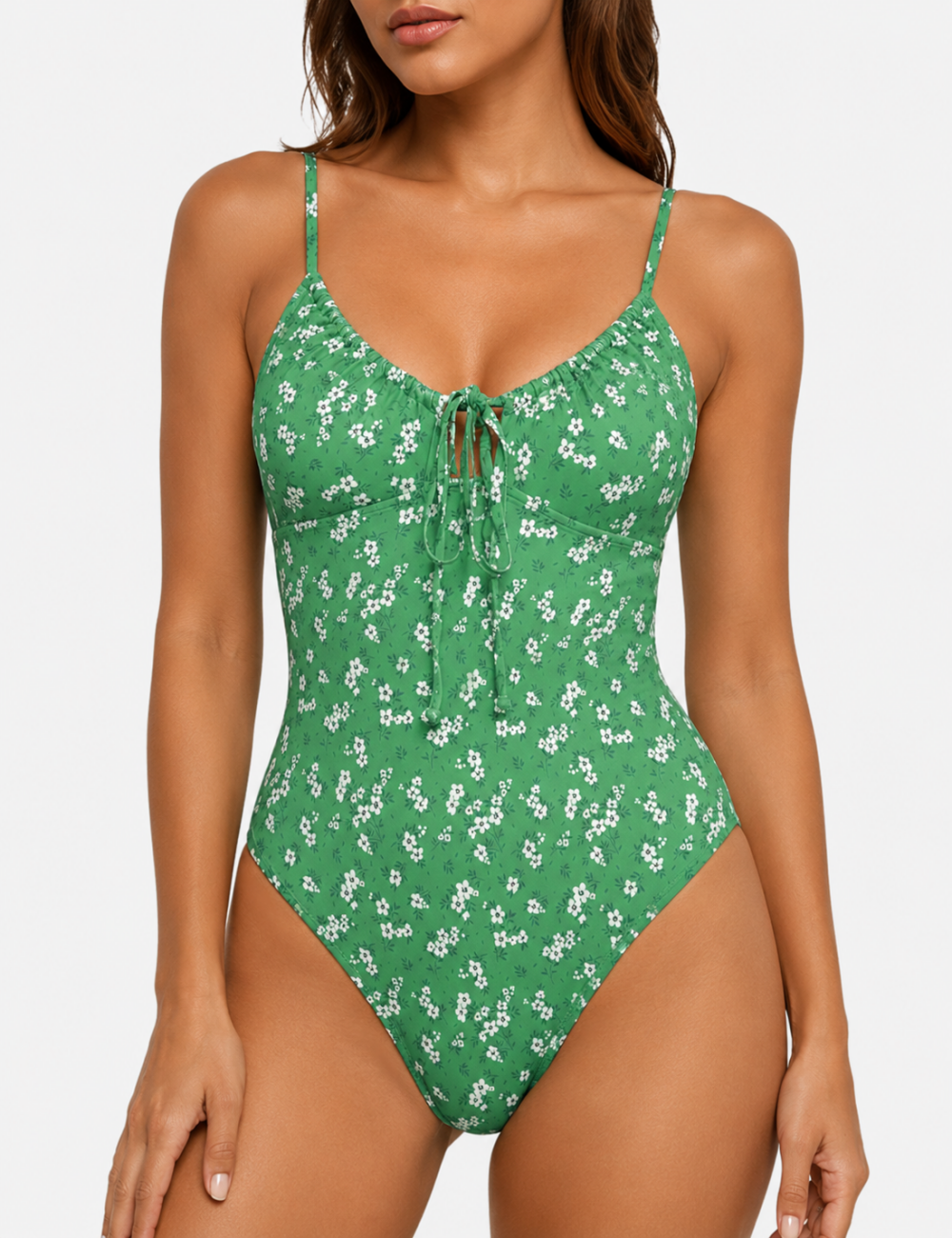 Ladies Openwork Design Floral Print One Piece Swimsuit