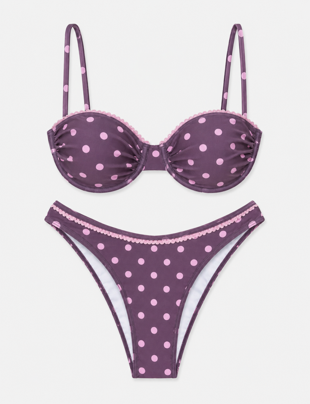 Ladies Polka Dot Removable Straps 2-Piece Bikini Set