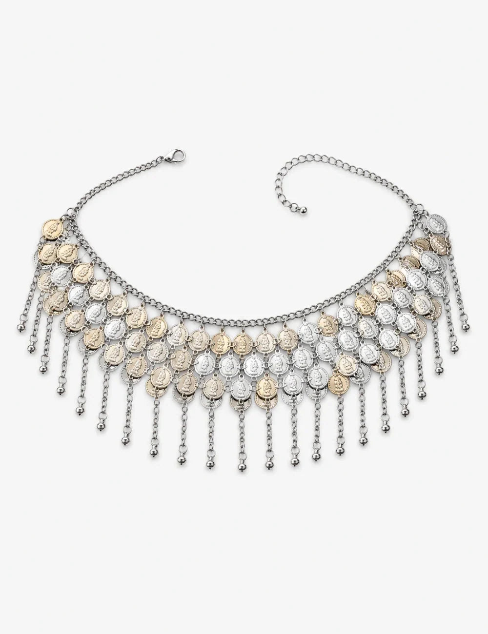 Ladies Coin Chain Waist Belt with Tassel Detail