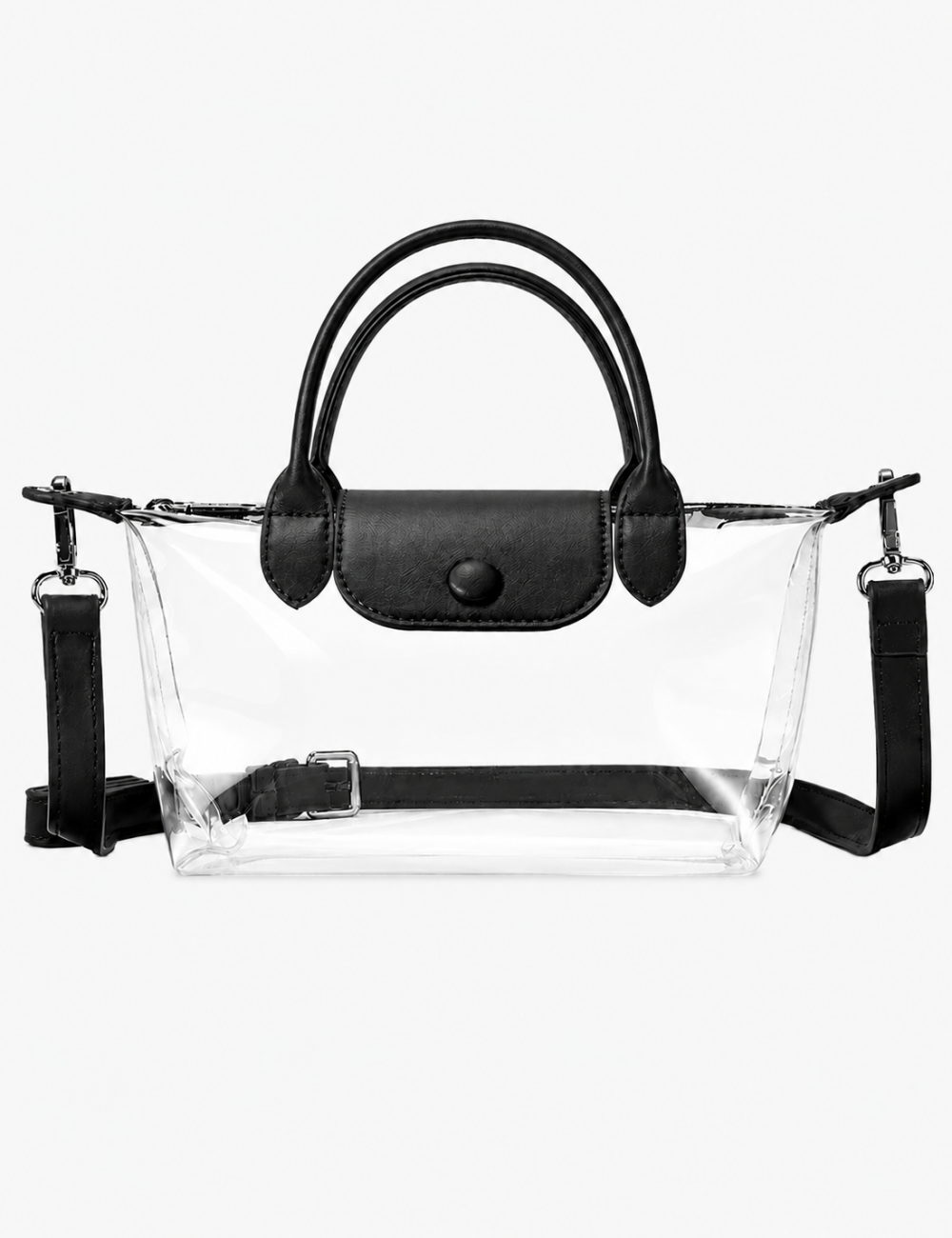 Ladies Transparent Jelly PVC Crossbody Double Handle Handbag
