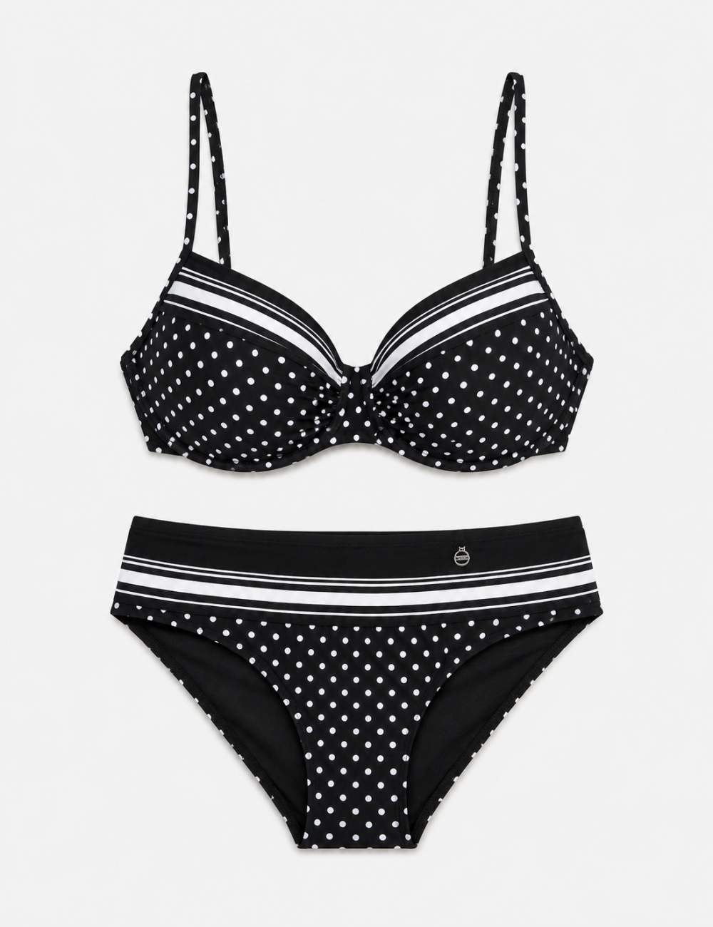 Ladies Polka Dots Print Underwire Balconette Bikini Set