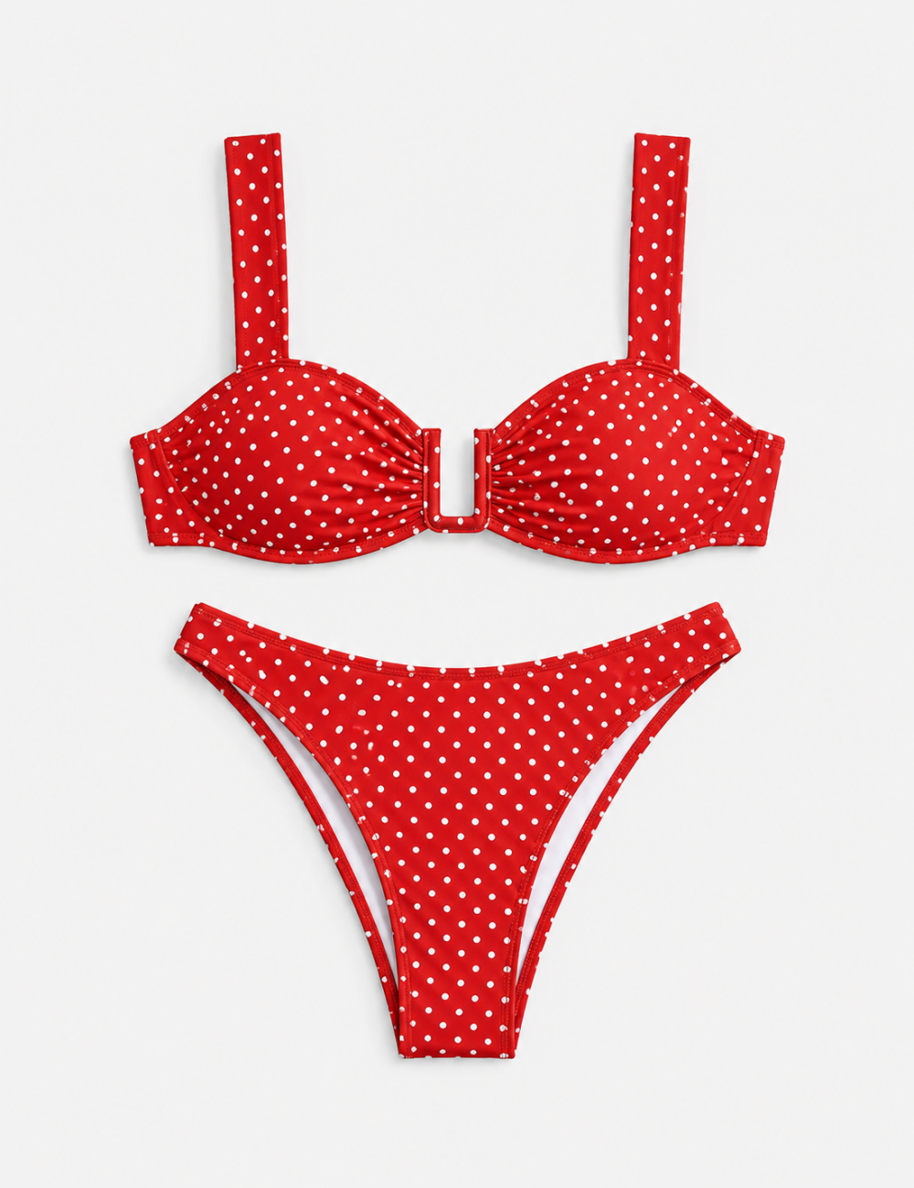 Ladies Polka Dot Square Neck Balconette 2-Piece Bikini Set