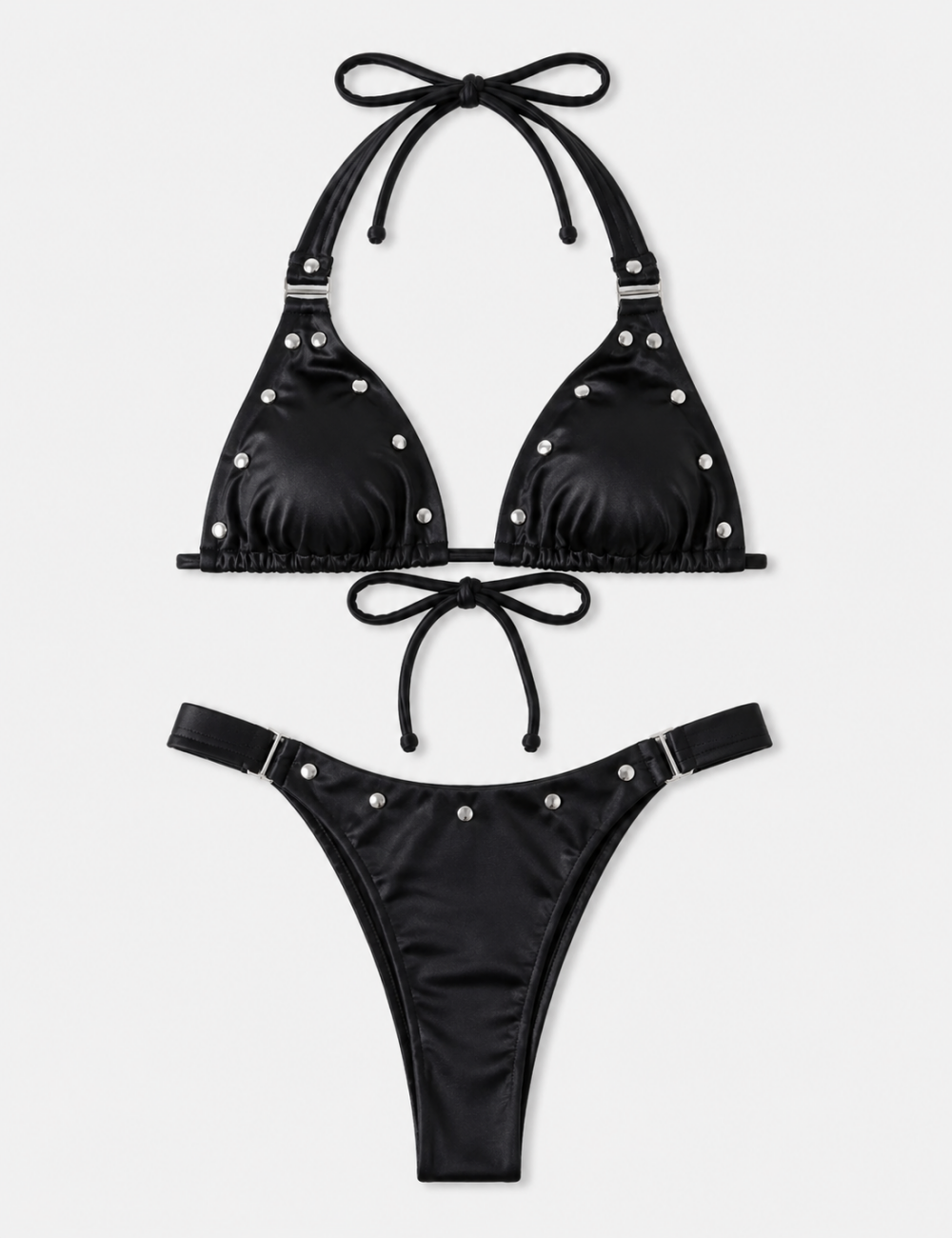 Ladies Studded Halter Triangle 2-Piece Bikini Set
