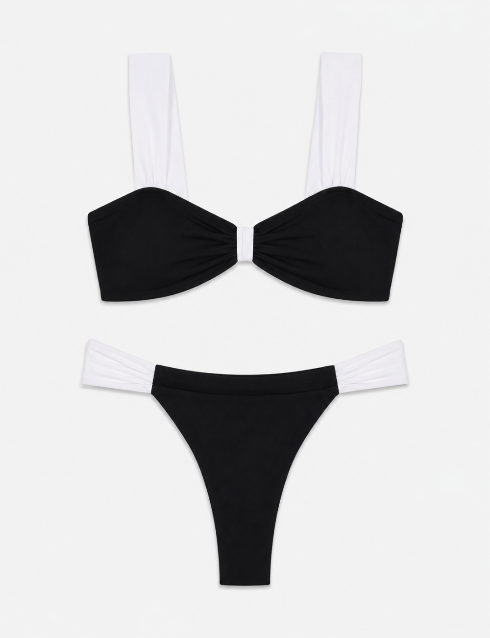 Ladies Elegant Color Block Front Bow Detail Bikini Set