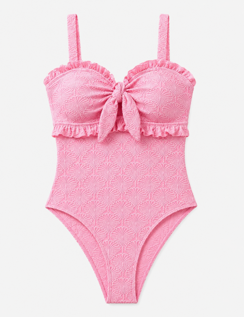 Ladies Floral Removable Straps Bandeau One Piece Swimsuit