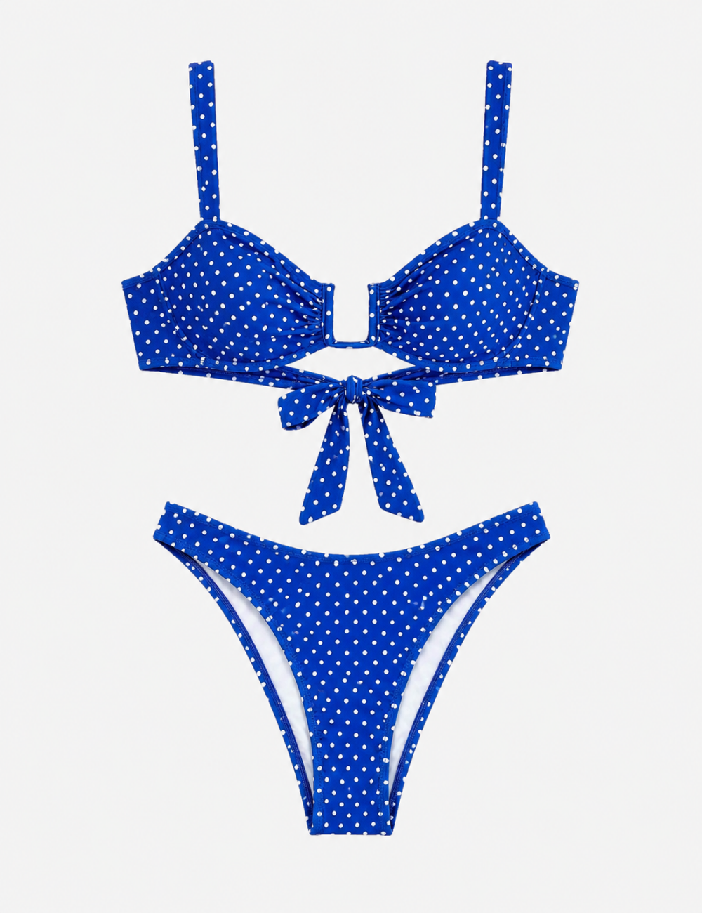 Ladies Polka Dot V-Notch Balconette 2 Piece Bikini Set