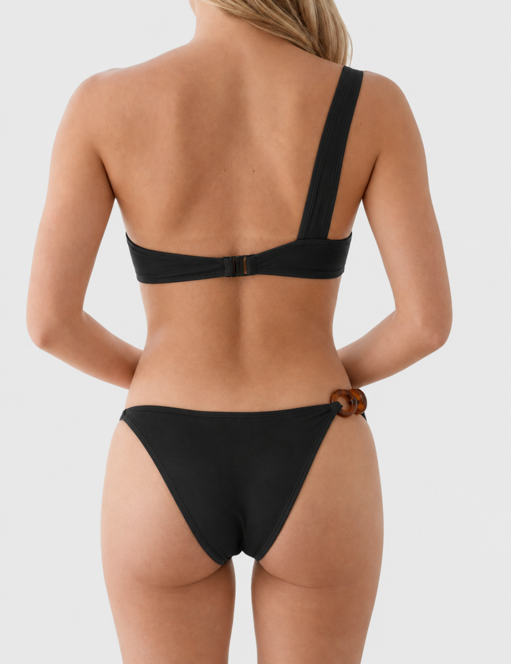 Ladies Resin Bead One-Shoulder Bandeau 2 Piece Bikini Set