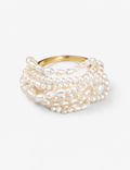 Ladies Boho Pearl Layered Woven Open Ring