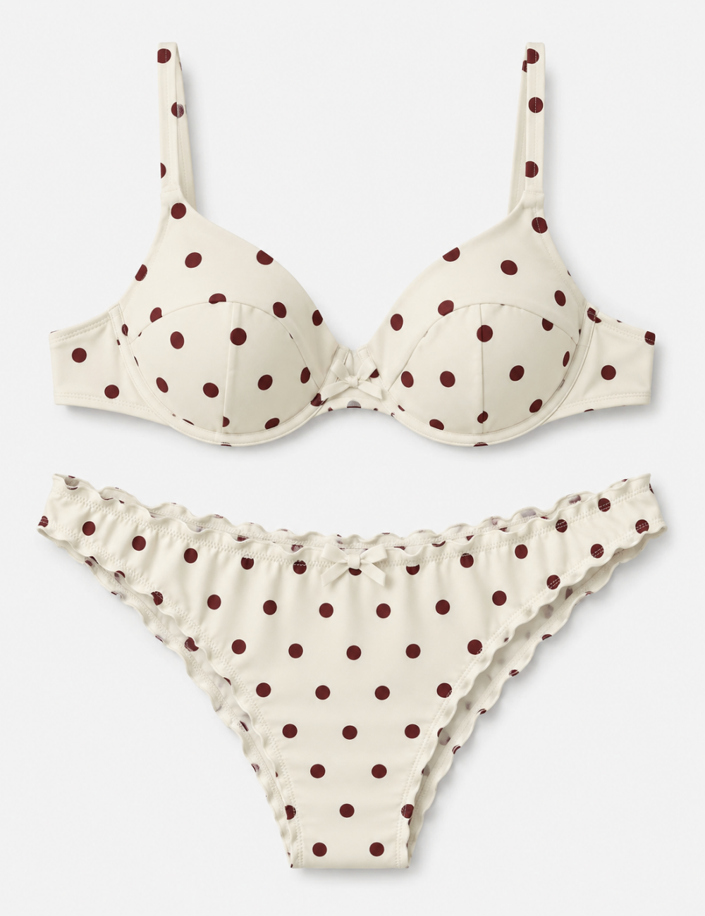 Ladies Polka Dot Sweetheart Neck 2-Piece Bikini Set
