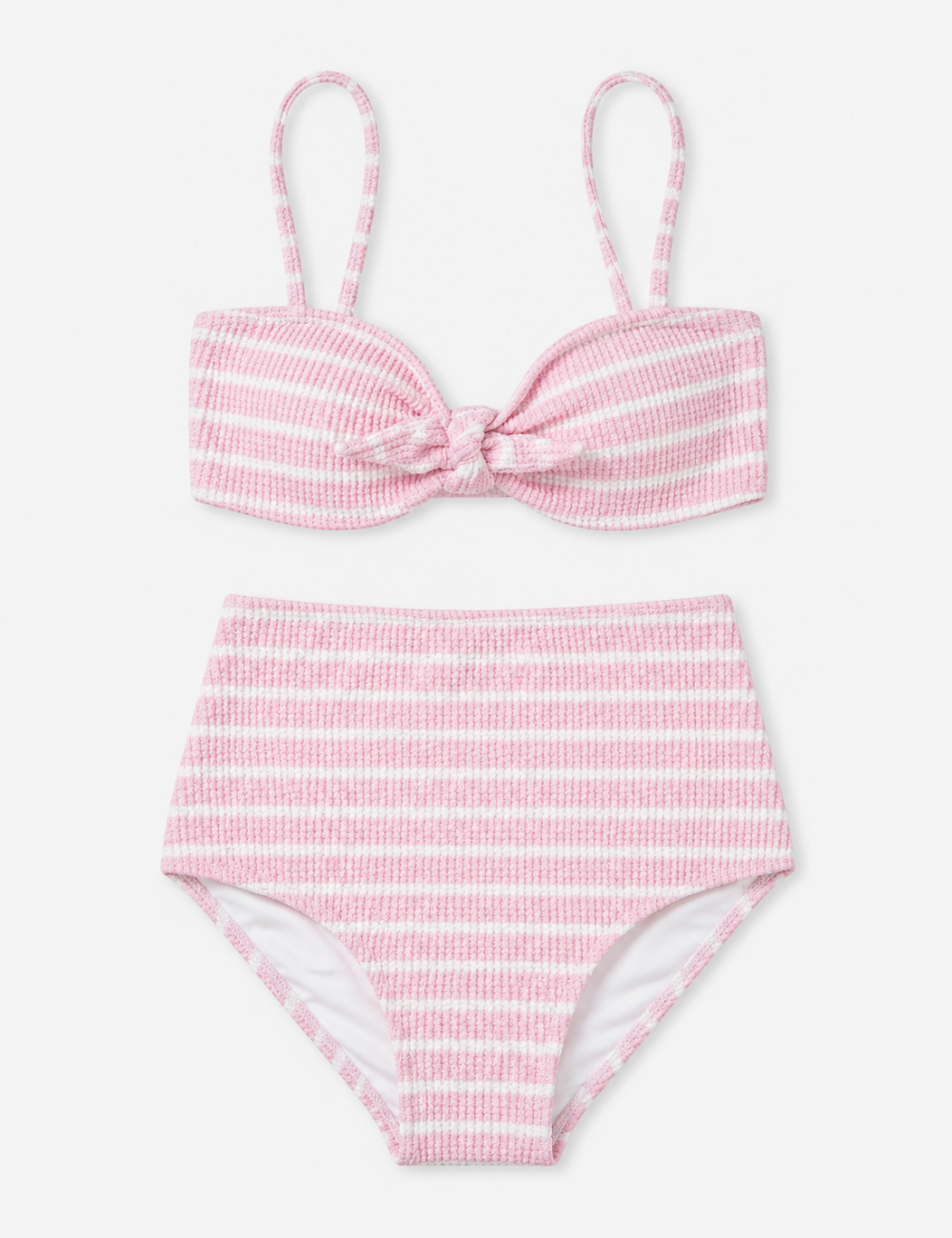 Ladies Stripe Front Bow Design Back Clouse Bikini Set