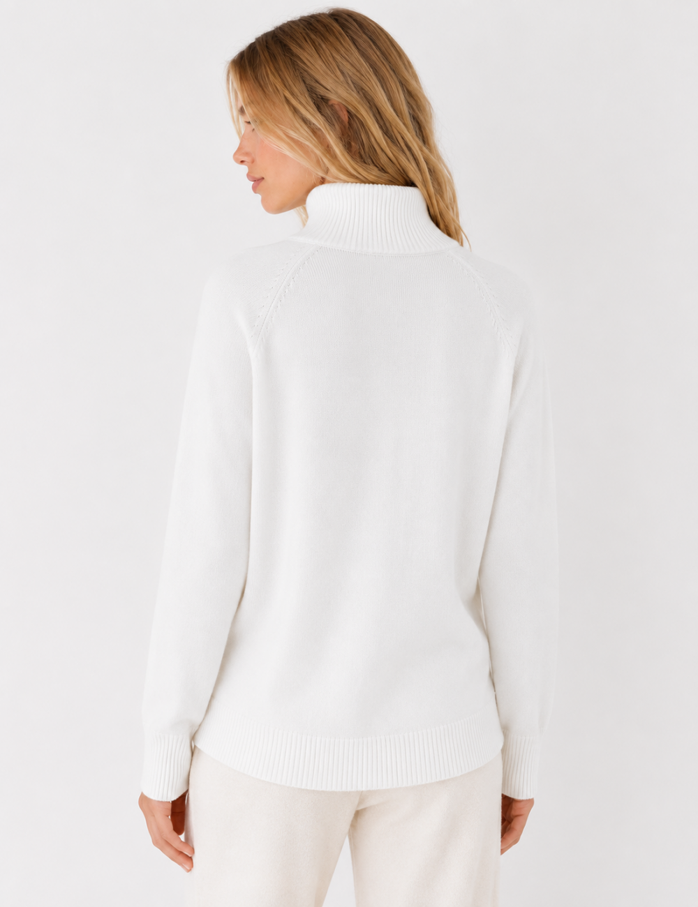 Ladies Solid Turtleneck Long Sleeves Sweater