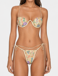 Ladies Floral Embroidered Sheer Mesh Base Bikini Set