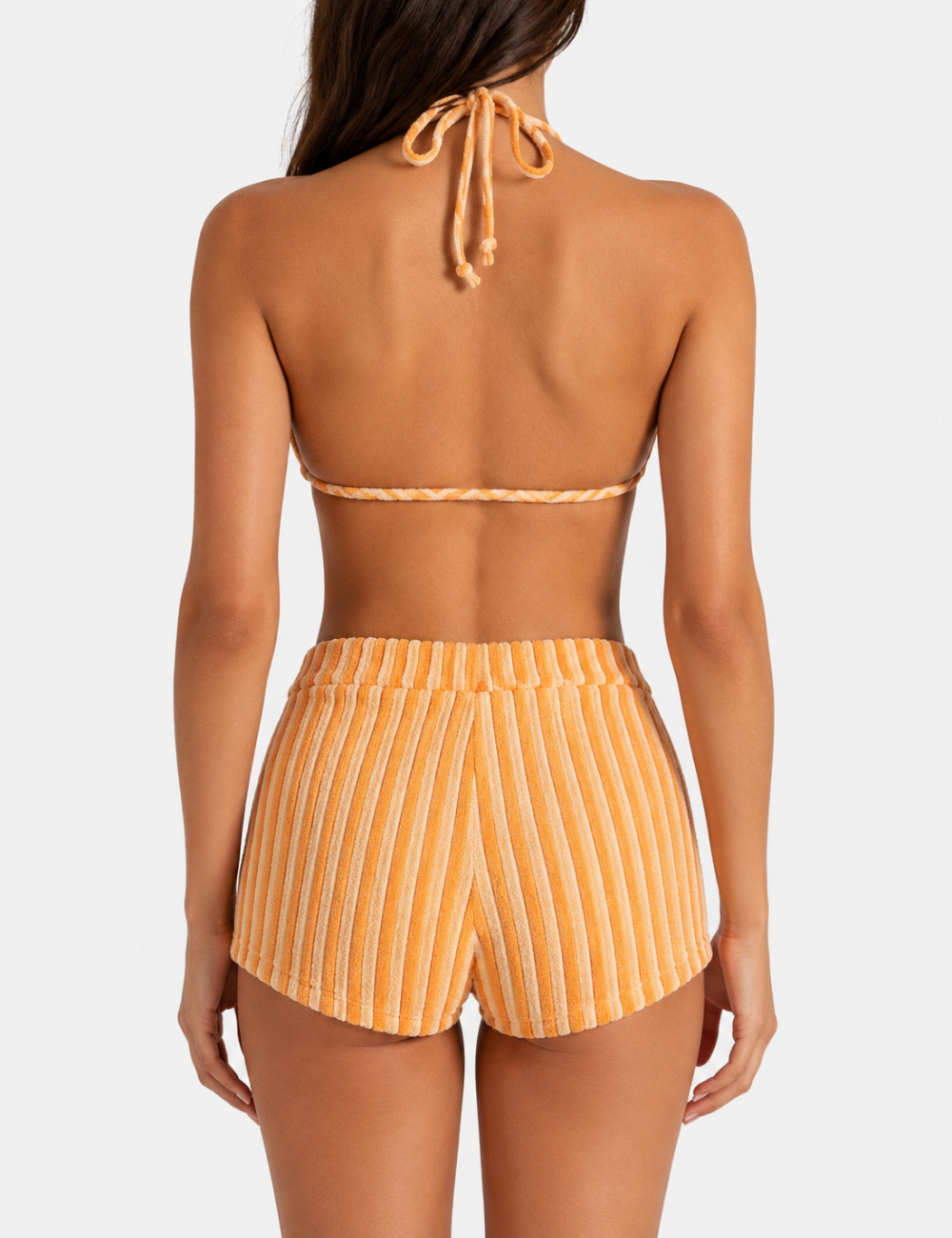Ladies Striped Print Spaghetti Bralette Bikini Set