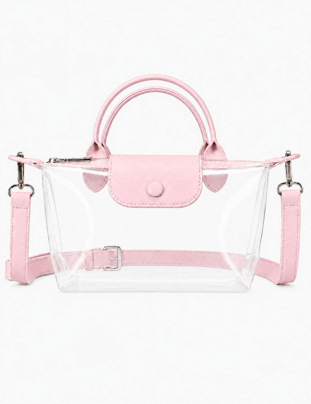Ladies Transparent Jelly PVC Crossbody Double Handle Handbag
