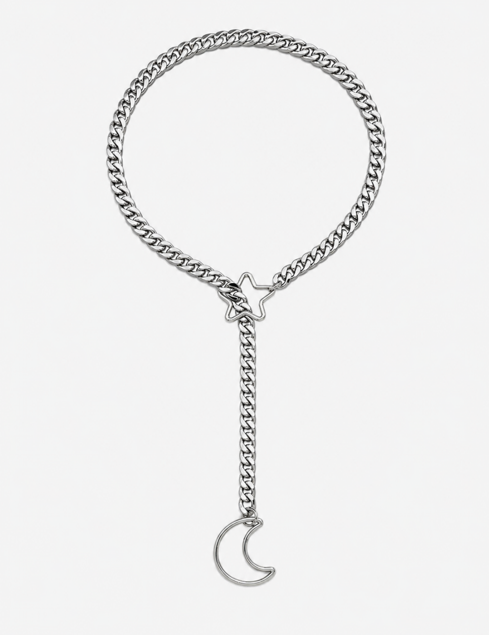 Ladies Star & Moon Y-Shaped Lariat Necklace