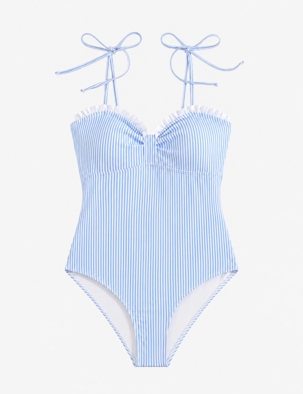 Ladies Stripe Front Bow Detail One Piece Swimsuit