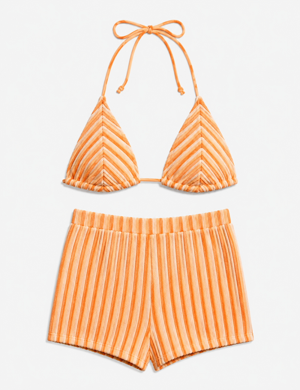 Ladies Striped Print Spaghetti Bralette Bikini Set