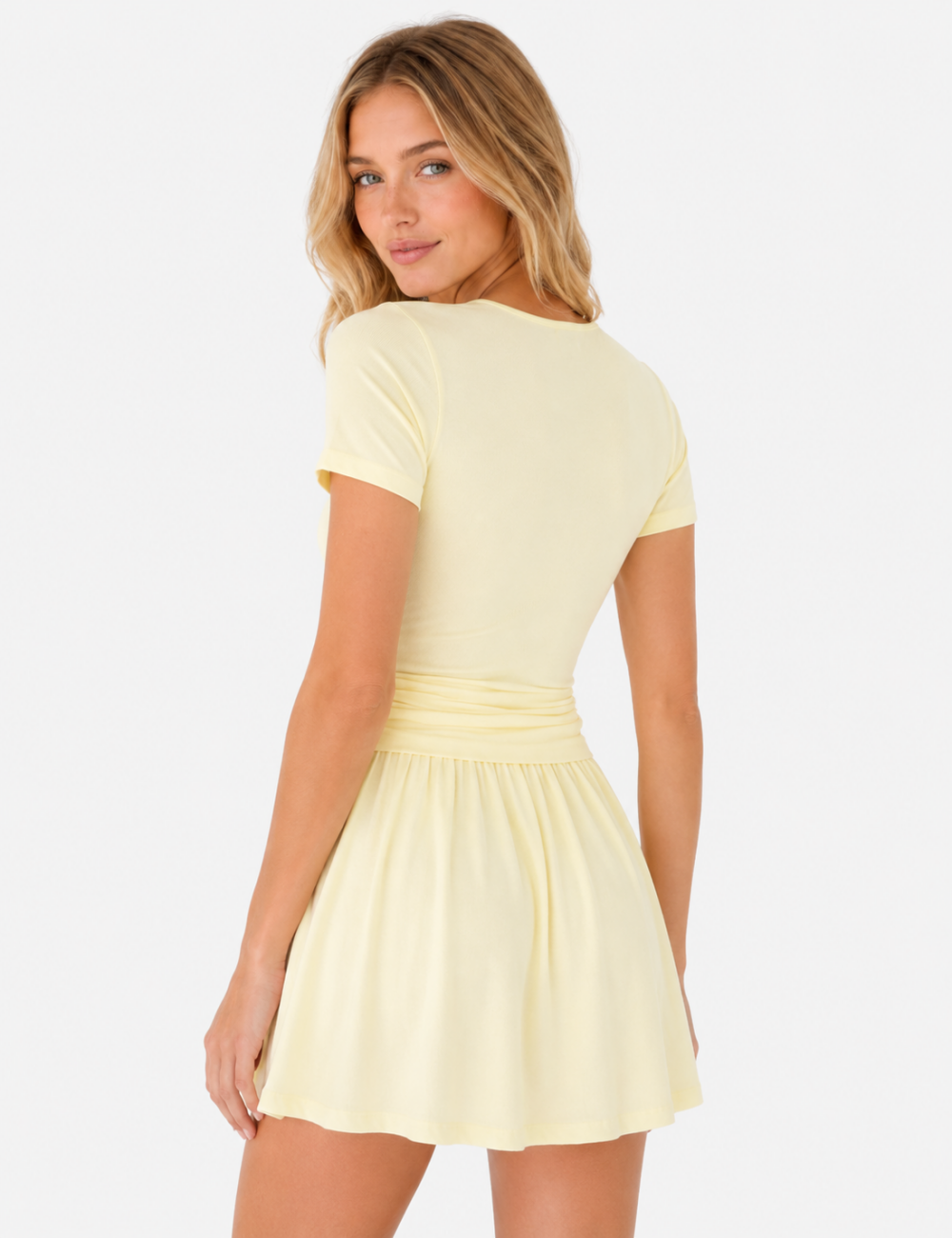 Ladies Solid Color Top & Mini Skorts 2PCS Set